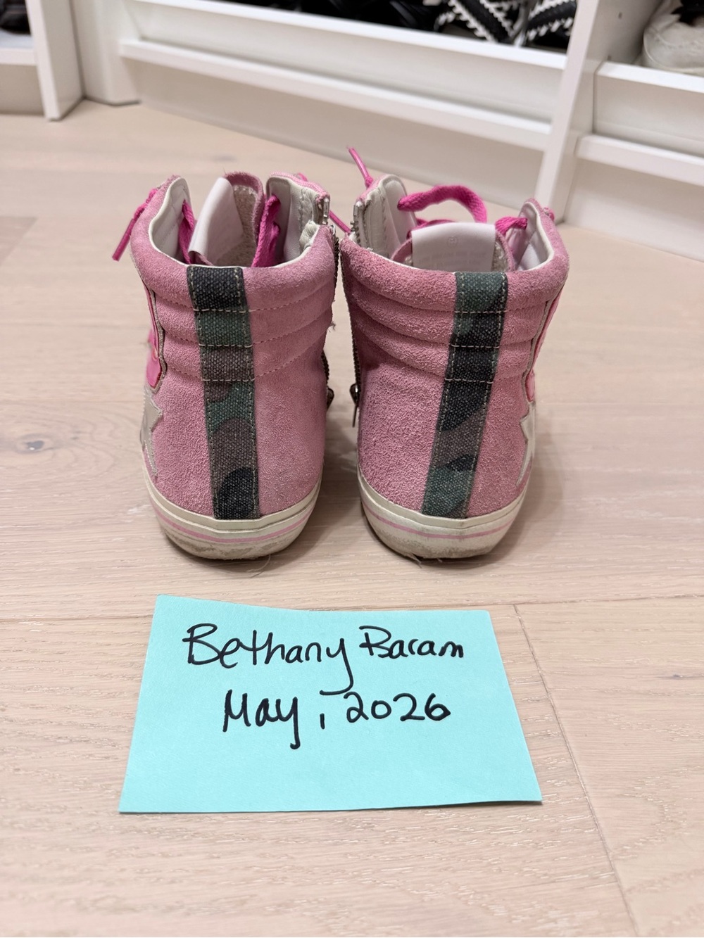 Golden Goose Pink Slides (High-Top Sneakers) with Hot Pink Laces - Picture 2 of 5